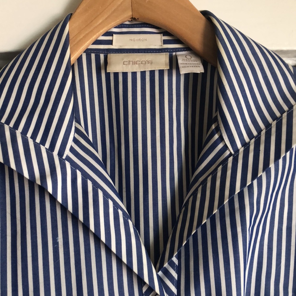 Chico’s Oversized Striped Button-Down. 0 - image 2